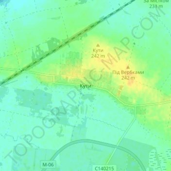 Kuty topographic map, elevation, terrain
