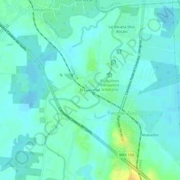 El Guasimal topographic map, elevation, terrain