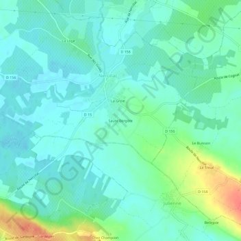 Saute Bergère topographic map, elevation, terrain