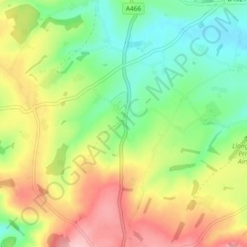 Llancloudy topographic map, elevation, terrain