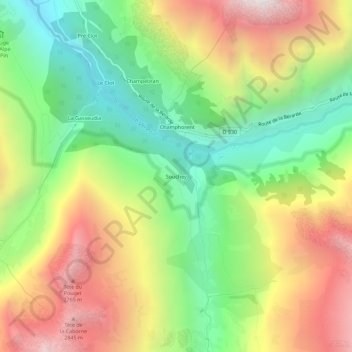Souchey topographic map, elevation, terrain