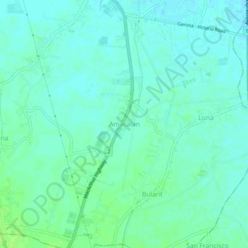 Amacalan topographic map, elevation, terrain