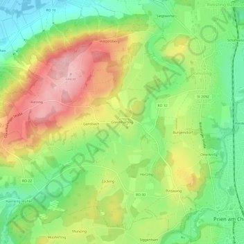 Greimharting topographic map, elevation, terrain