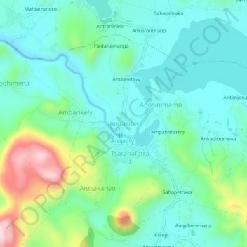 Andasibe topographic map, elevation, terrain