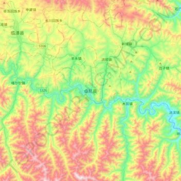 卓尼县 topographic map, elevation, terrain
