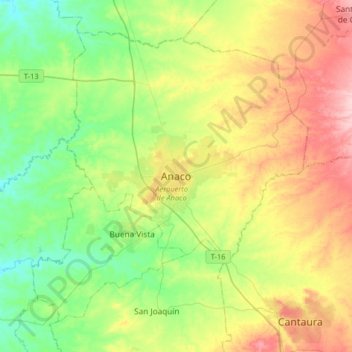 Anaco topographic map, elevation, terrain