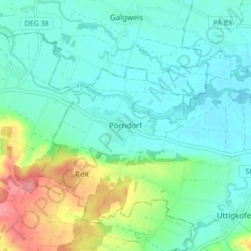 Pörndorf topographic map, elevation, terrain