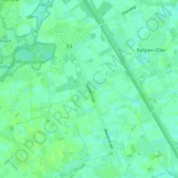Hoogstraat topographic map, elevation, terrain