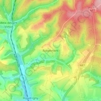 Robelmont topographic map, elevation, terrain