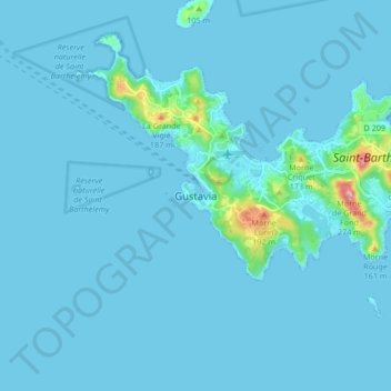 Gustavia topographic map, elevation, terrain