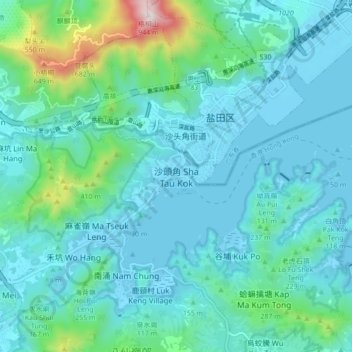 Sha Tau Kok topographic map, elevation, terrain