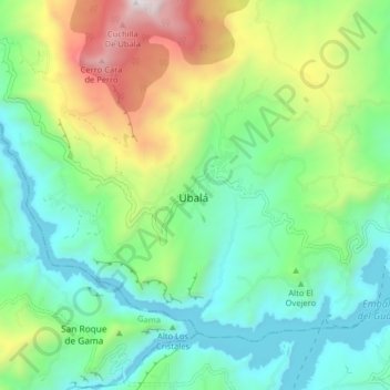 Ubalá topographic map, elevation, terrain