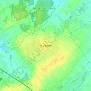 Peizegem topographic map, elevation, terrain