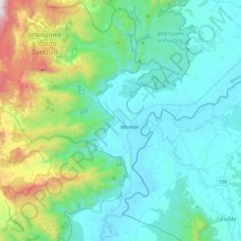 Ban Luang topographic map, elevation, terrain