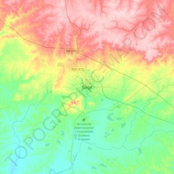 Bagé topographic map, elevation, terrain