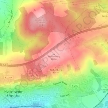 Pfaffenberg topographic map, elevation, terrain
