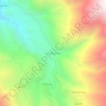 Colcapampa topographic map, elevation, terrain