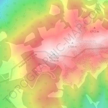Ida topographic map, elevation, terrain