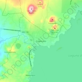 Catemaco topographic map, elevation, terrain