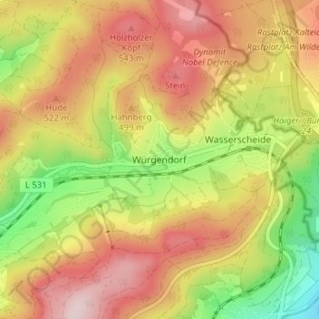 Würgendorf topographic map, elevation, terrain