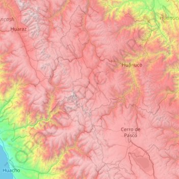 Province of Lauricocha topographic map, elevation, terrain