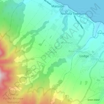 Phillips topographic map, elevation, terrain