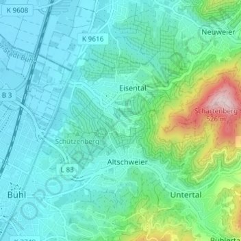 Affental topographic map, elevation, terrain