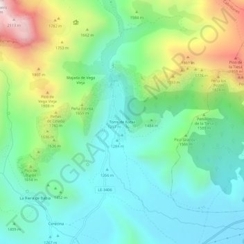 Torre de Babia topographic map, elevation, terrain