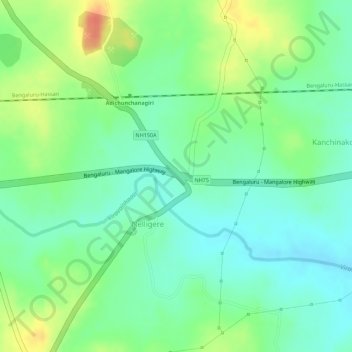 Bellur Cross topographic map, elevation, terrain