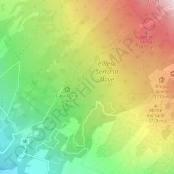 Milia topographic map, elevation, terrain