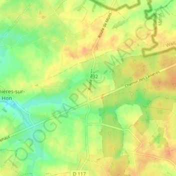 Malplaquet topographic map, elevation, terrain