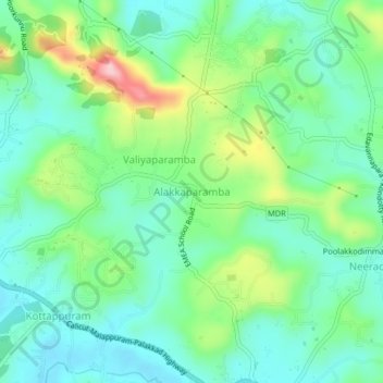 Alakkaparamba topographic map, elevation, terrain