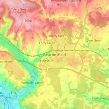 Beaconsfield topographic map, elevation, terrain