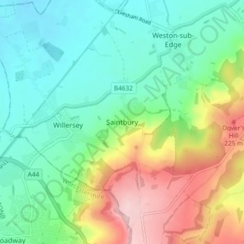 Saintbury topographic map, elevation, terrain