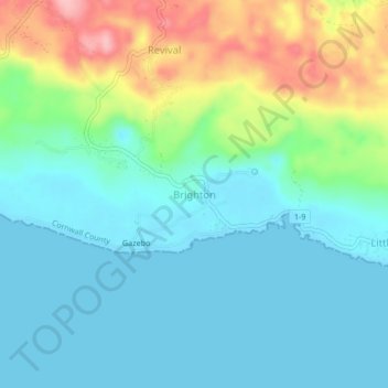 Brighton topographic map, elevation, terrain