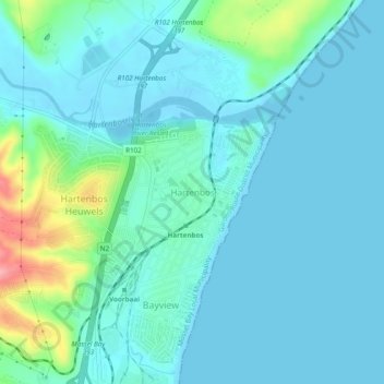 Hartenbos topographic map, elevation, terrain
