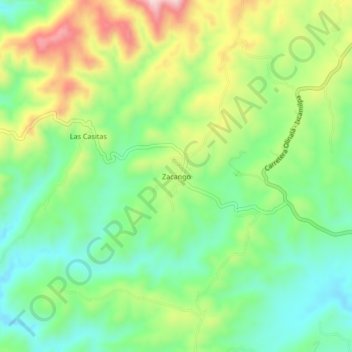 Zacango topographic map, elevation, terrain