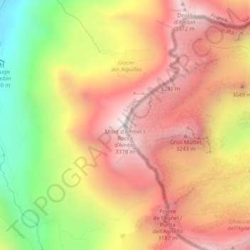 Mont d'Ambin topographic map, elevation, terrain