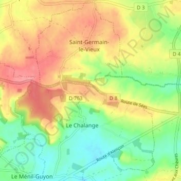 Les Déserts topographic map, elevation, terrain