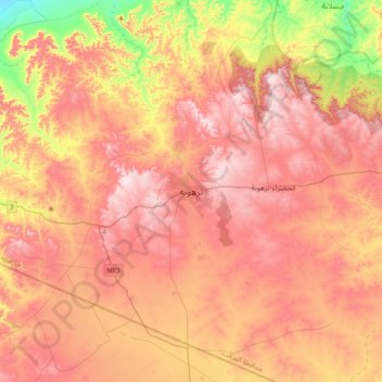 Tarhuna topographic map, elevation, terrain