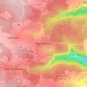 Oberkollbach topographic map, elevation, terrain