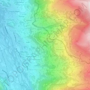 Souin topographic map, elevation, terrain