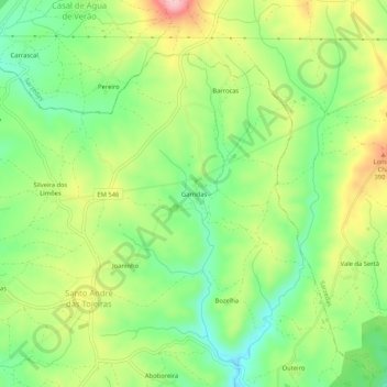 Garridas topographic map, elevation, terrain