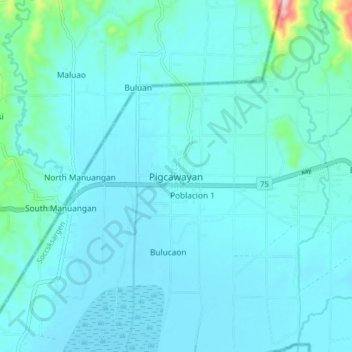 Pigcawayan topographic map, elevation, terrain