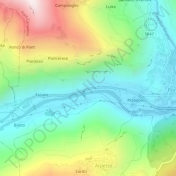 Sarro topographic map, elevation, terrain