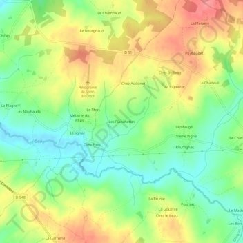 Les Planchettes topographic map, elevation, terrain