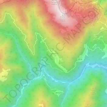 Vesimo topographic map, elevation, terrain