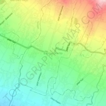 Bangun Kerto topographic map, elevation, terrain