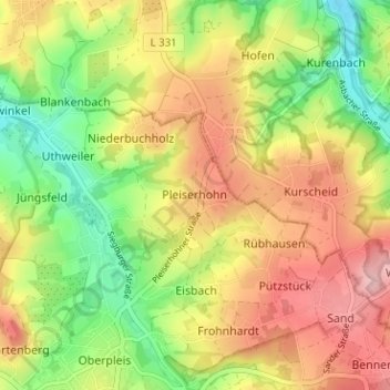 Pleiserhohn topographic map, elevation, terrain