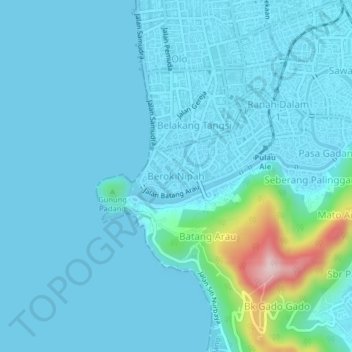 Berok Nipah topographic map, elevation, terrain